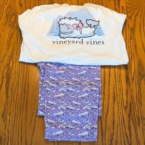 Vineyard Vines Girls Size 7 Pajama Set - White and Purple